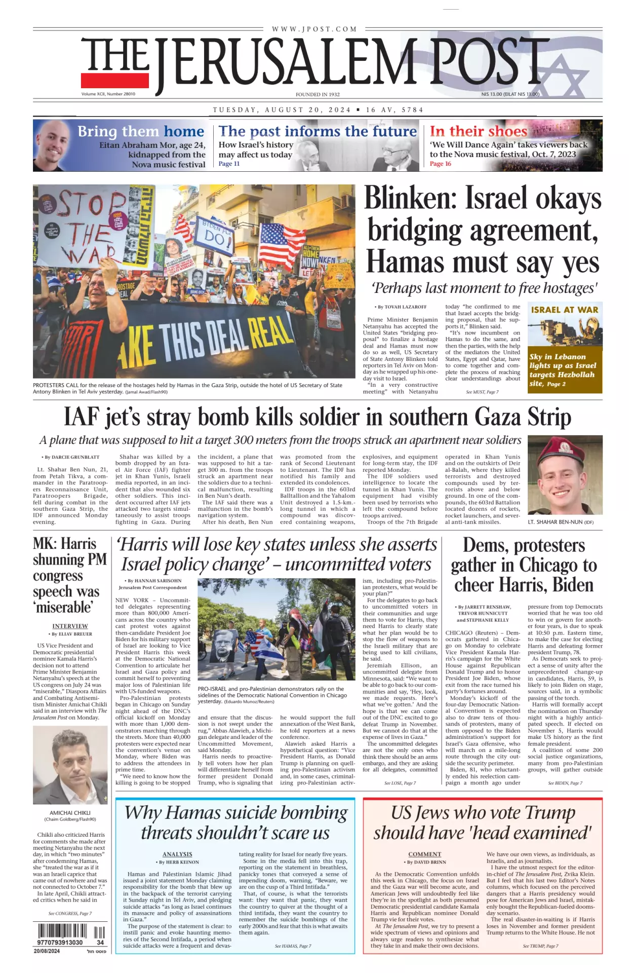 Prima-pagina-the jerusalem post-edizione-di-oggi-20-08-2024